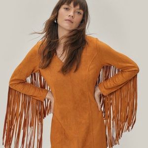 Nasty Gal Fringe faux suede dress